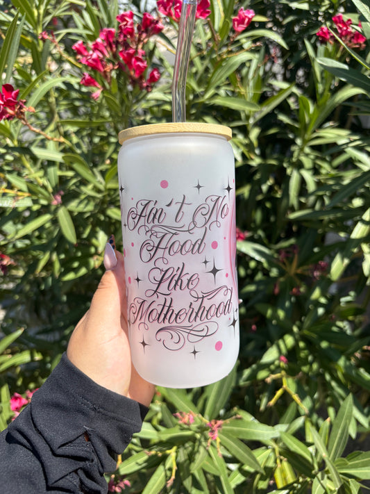 Motherhood glass cup ( pink )