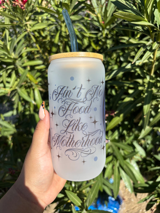 Motherhood glass cup ( blue )